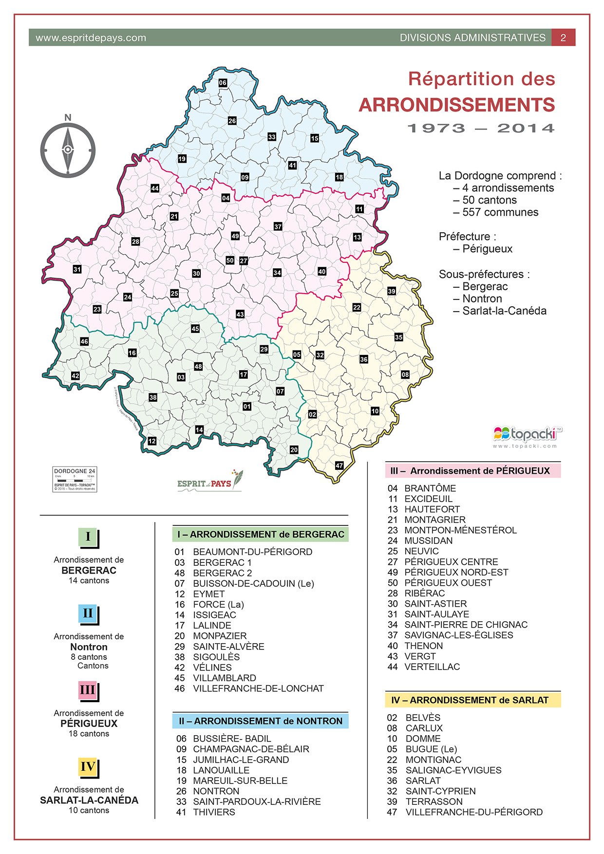 Cartographie : les arrondissements de la Dordogne