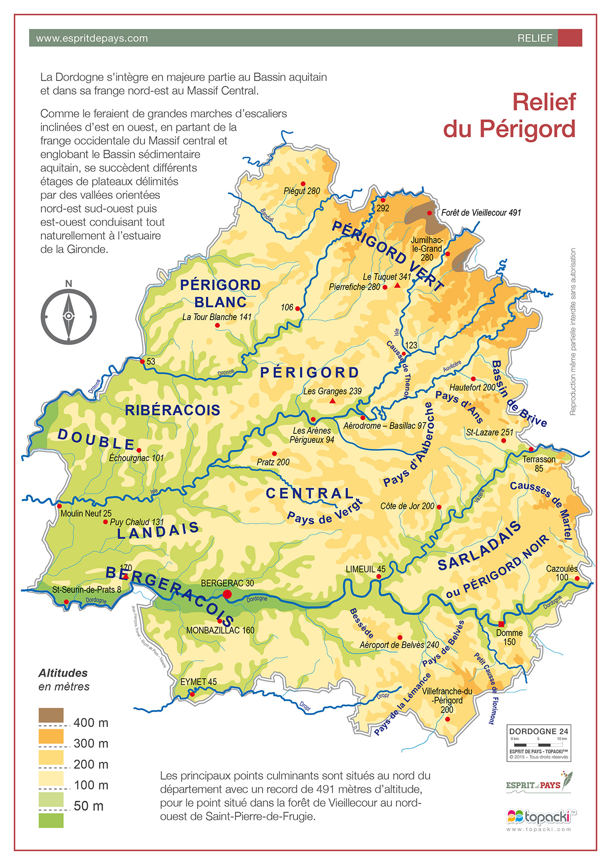 Cartographie : relief du Périgord