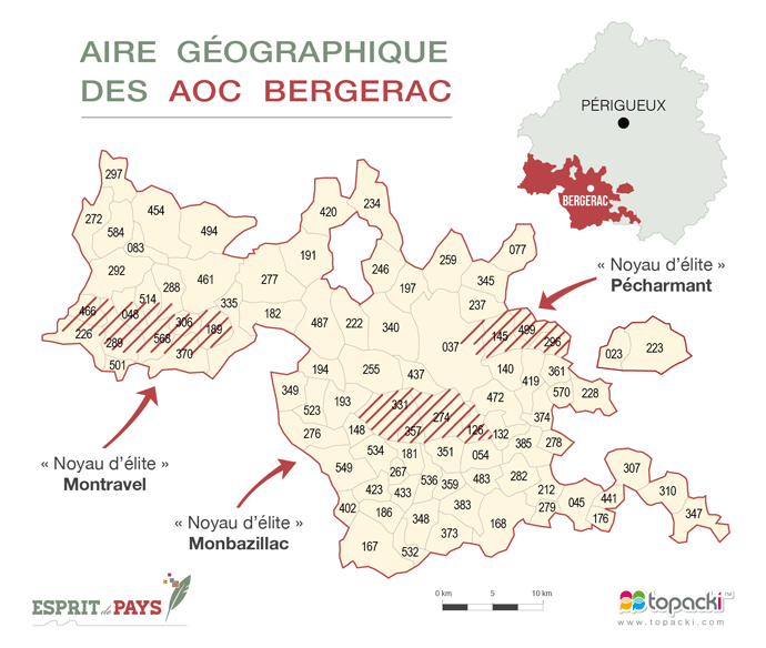 Aire géographique des AOC Bergerac
