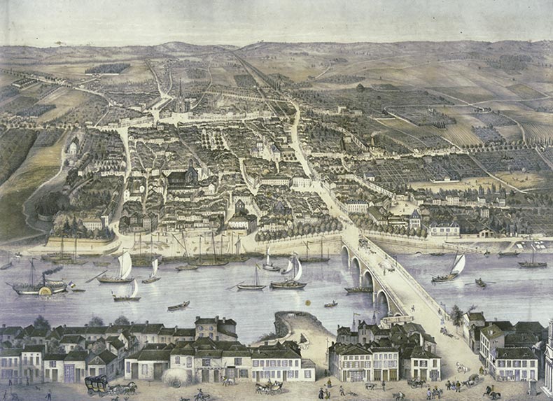 Une vue de Bergerac en 1856