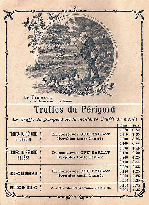 Histoire de la truffe du Périgord : le prix des truffes de Sarlat datant (fin du XIXe siècle)