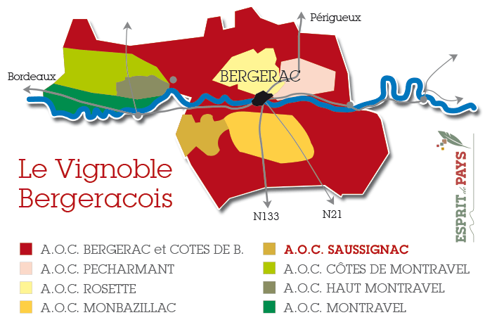 Localisation de l'AOC Saussignac