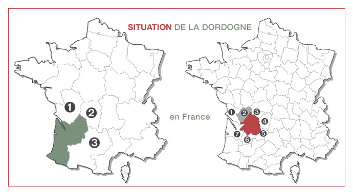 Situation du département de la Dordogne