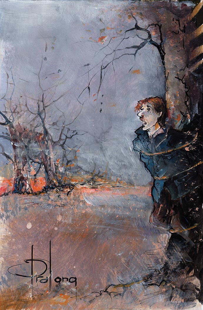 Une illustration par Franis Pralong de la nouvelle La truffière du Gourgandi
