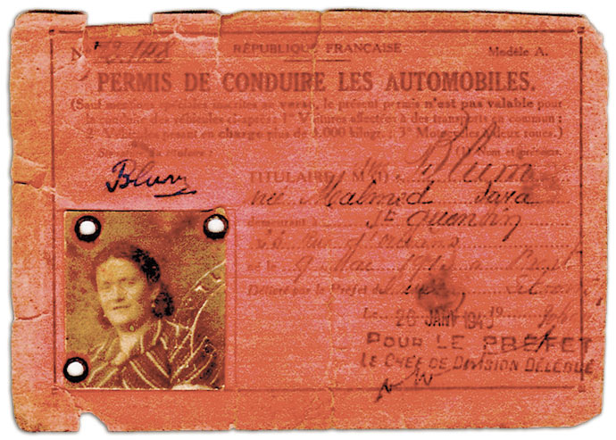 Permis de conduire de « Blum, née Malmed Sara », Saint-Quentin (Aisne), 26 janvier 1940, coll. privée.