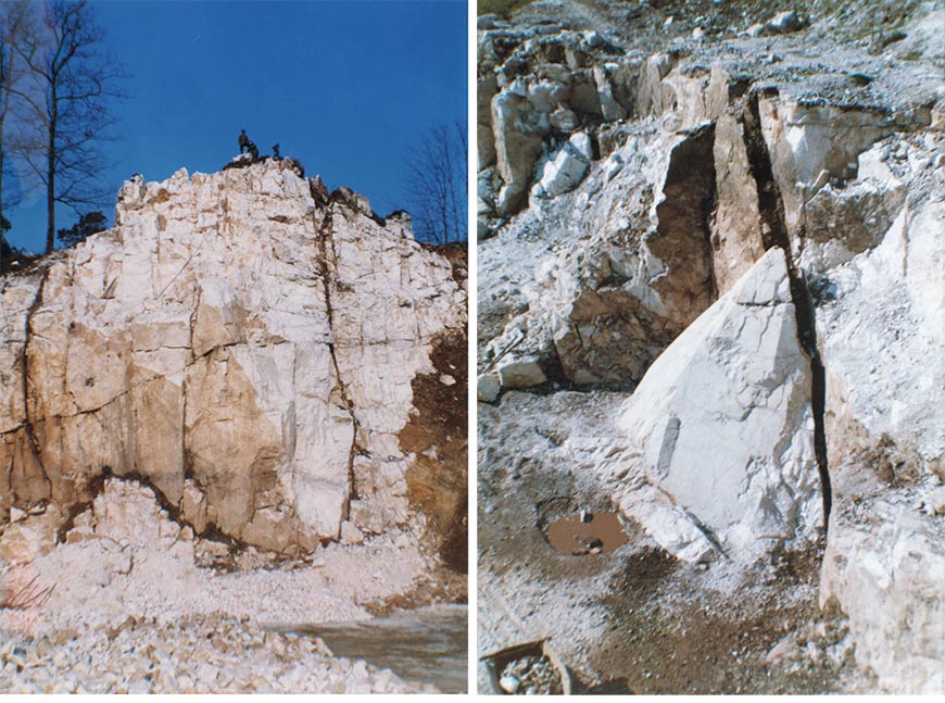 Le front de taille de la carrière de Saint-Paul-la-Roche et le cristal de roche monumental