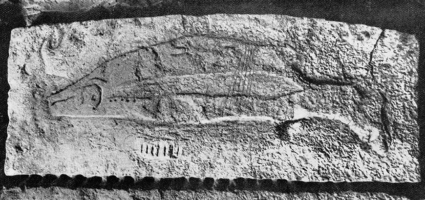 Sculpture de poisson, Abri du Poisson, Les Eyzies, Dordogne
